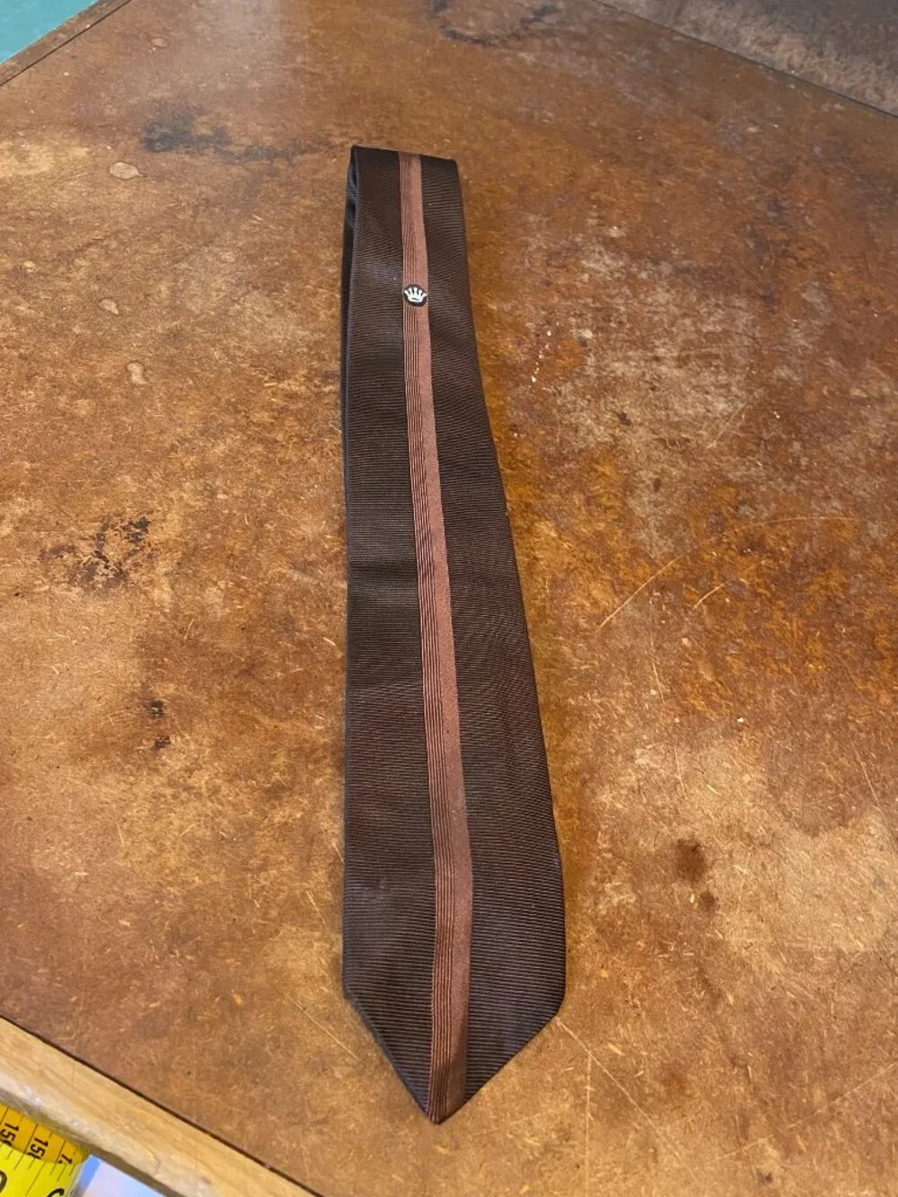50s Wicks Greenman Dark Chocolate Milk Chocolate Brown Stripe Slim Tie Vintage